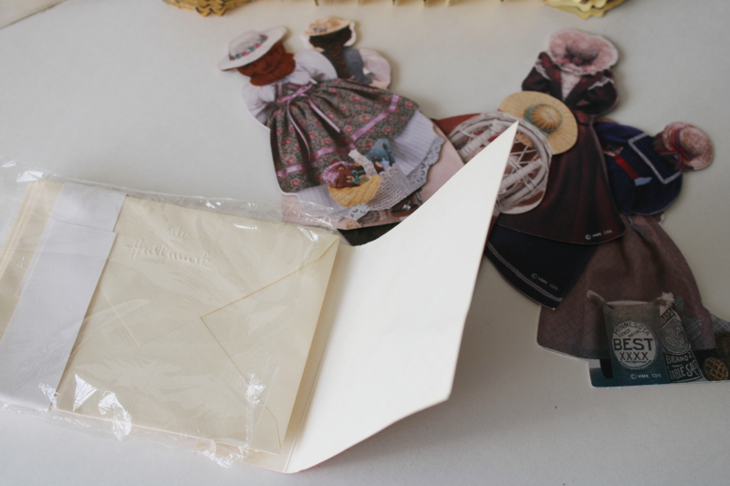 photo of Victorian fans & dolls, vintage greeting cards and gift enclosure cards paper ephemera lot  #3