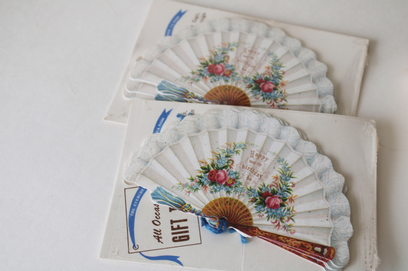 photo of Victorian fans & dolls, vintage greeting cards and gift enclosure cards paper ephemera lot  #4