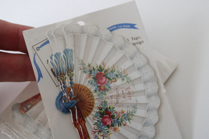photo of Victorian fans & dolls, vintage greeting cards and gift enclosure cards paper ephemera lot  #6