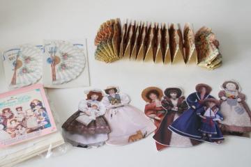 catalog photo of Victorian fans & dolls, vintage greeting cards and gift enclosure cards paper ephemera lot 