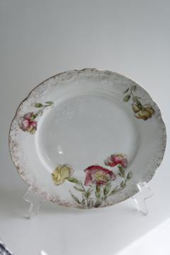 catalog photo of Victorian floral semi porcelain china plate, turn of the century vintage Willets, Trenton New Jersey