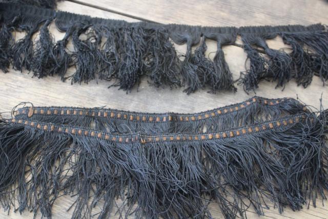 photo of Victorian mourning black lace & sewing trim, antique vintage edgings, flounces, ribbon #5