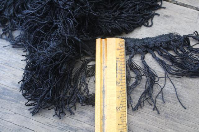 photo of Victorian mourning black lace & sewing trim, antique vintage edgings, flounces, ribbon #6