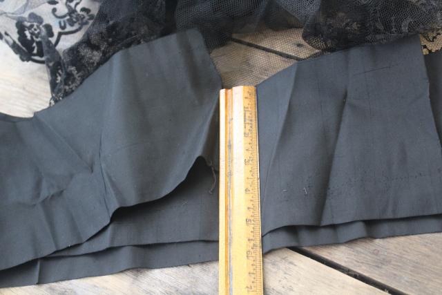 photo of Victorian mourning black lace & sewing trim, antique vintage edgings, flounces, ribbon #26