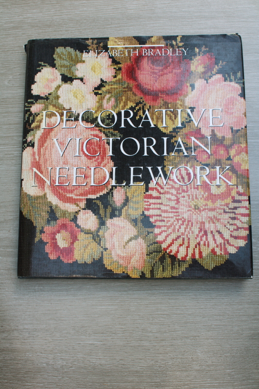 photo of Victorian needlework charted needlepoint designs Berlin work type florals vintage book #1