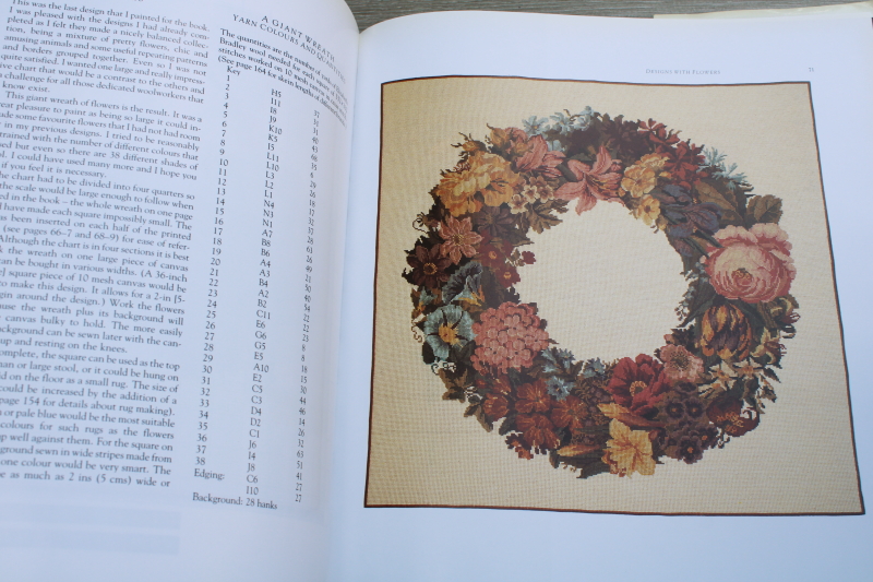 photo of Victorian needlework charted needlepoint designs Berlin work type florals vintage book #4