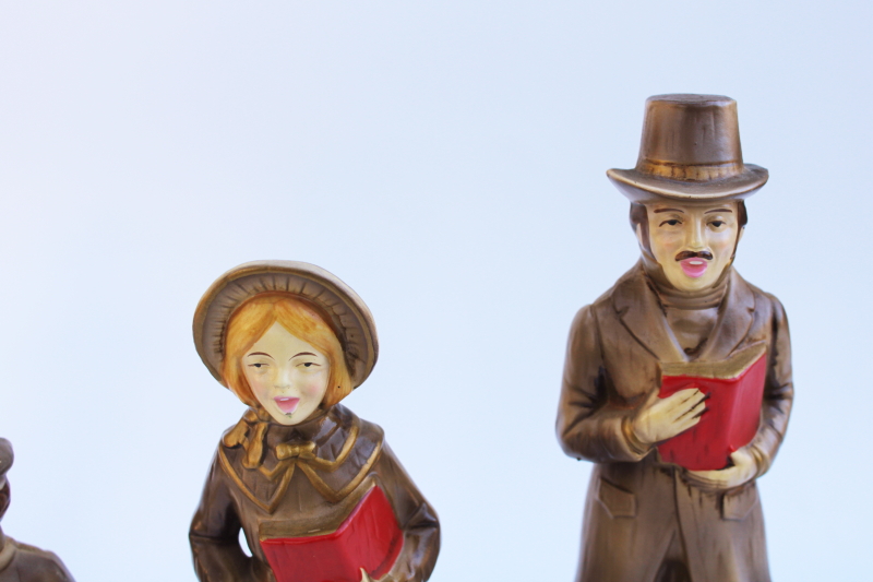 photo of Victorian style Christmas carolers figurines family vintage Japan, 60s retro holiday decor #2