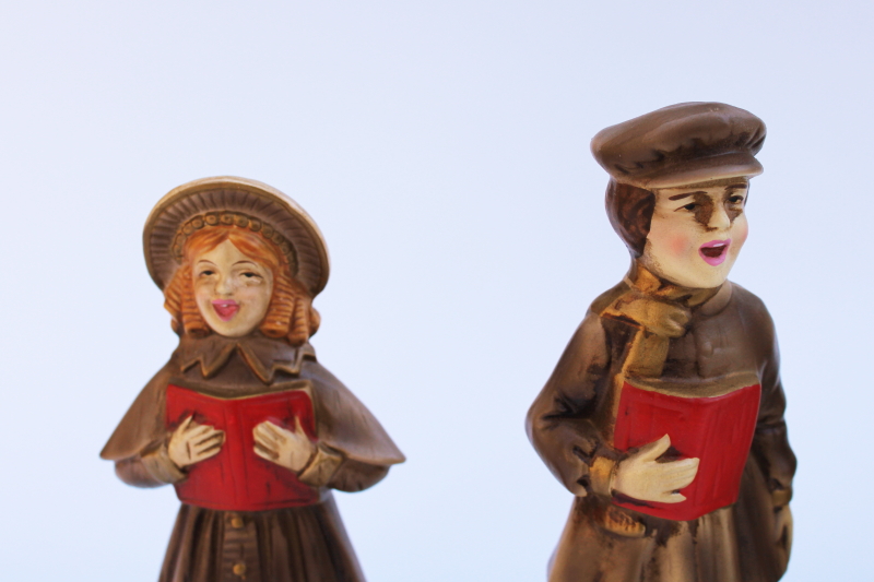 photo of Victorian style Christmas carolers figurines family vintage Japan, 60s retro holiday decor #3