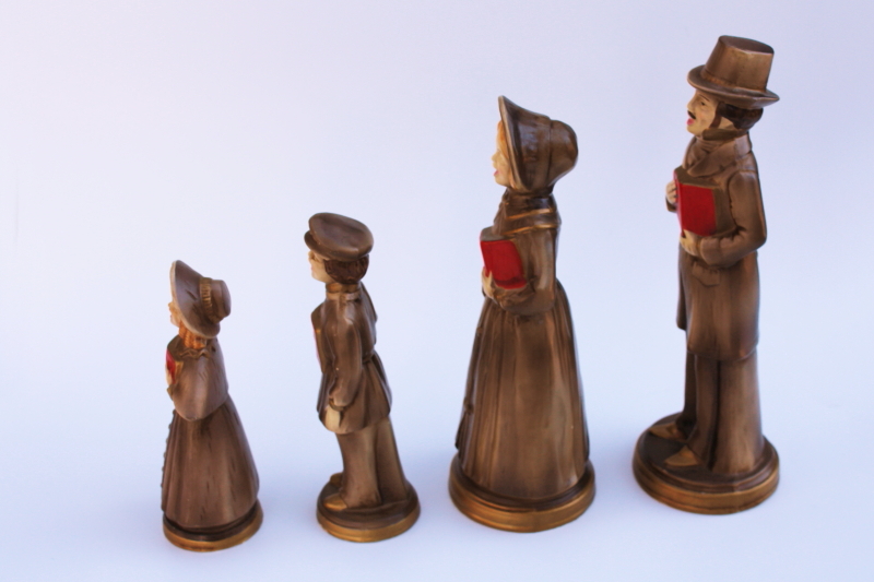 photo of Victorian style Christmas carolers figurines family vintage Japan, 60s retro holiday decor #7