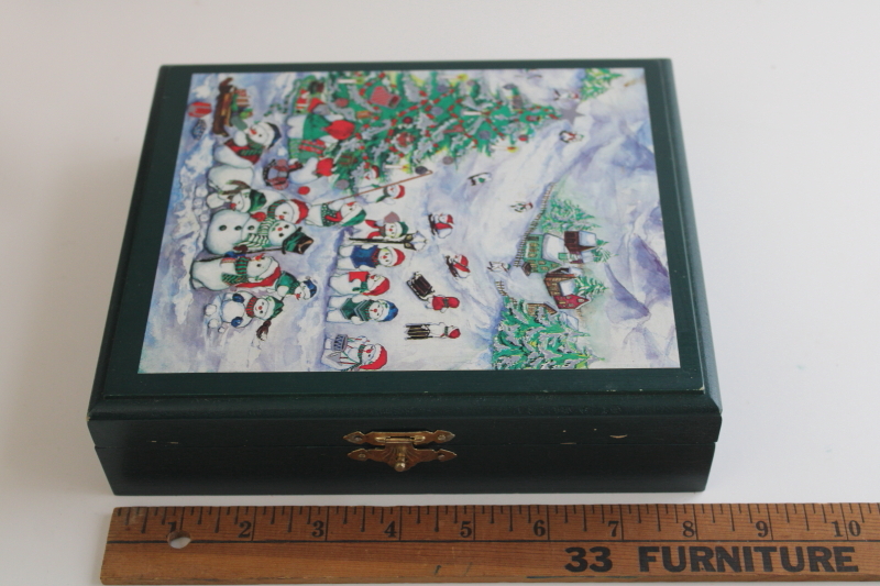 photo of Victorian style Christmas wood blocks alphabet block puzzle in wooden box, 1980s 90s vintage  #4