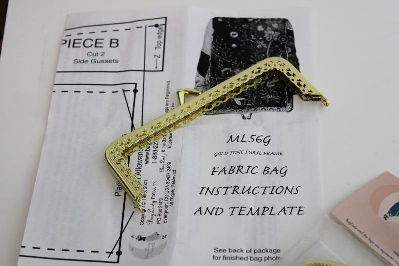 photo of Victorian style metal clasp purse frames, Bucilla silk ribbon embroidery bag kit #4