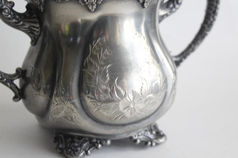 photo of Victorian vintage ornate silver biscuit jar or lump / cube sugar bowl, Webster web mark #3