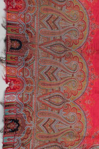 photo of Victorian vintage wool paisley, antique wool fabric table / piano cover or shawl #3