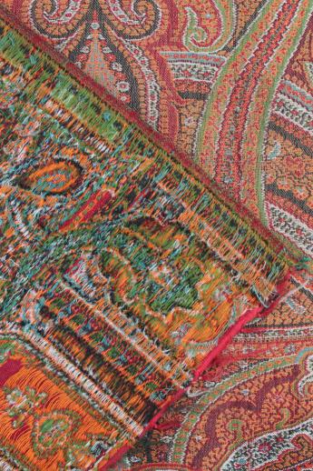 photo of Victorian vintage wool paisley, antique wool fabric table / piano cover or shawl #7