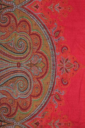 photo of Victorian vintage wool paisley, antique wool fabric table / piano cover or shawl #8