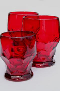 catalog photo of Viking Georgian ruby red glass tumblers / juice glass, vintage drinking glasses lot