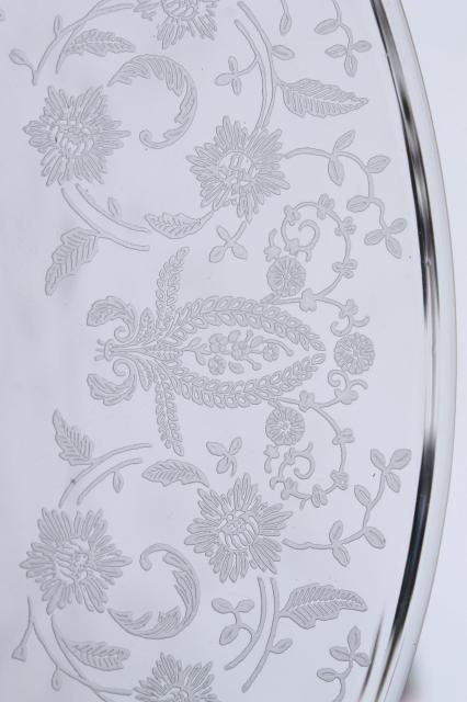 photo of Viking Prelude crystal clear etched glass cake plate, sandwich tray or serving platter  #3