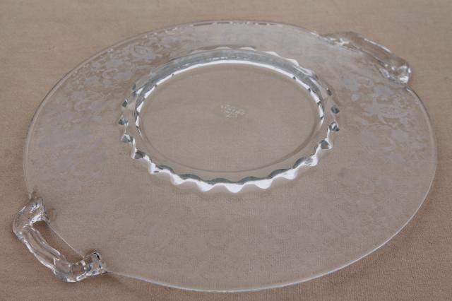 photo of Viking Prelude crystal clear etched glass cake plate, sandwich tray or serving platter  #8