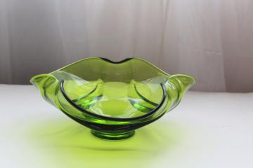 catalog photo of Viking glass swung shape art glass bowl, Epic line green 60s 70s vintage