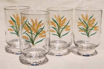 catalog photo of Viking gold wheat golden harvest pattern drinking glasses, vintage tumblers set