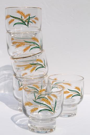 photo of Viking harvest gold wheat glasses, golden wheat glassware blue band dishes go-along #1