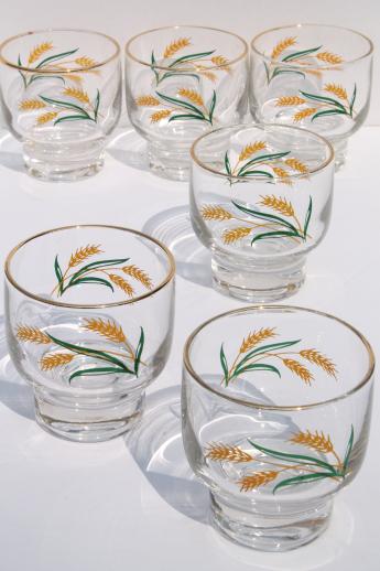 photo of Viking harvest gold wheat glasses, golden wheat glassware blue band dishes go-along #2