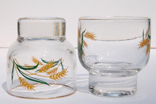 photo of Viking harvest gold wheat glasses, golden wheat glassware blue band dishes go-along #4