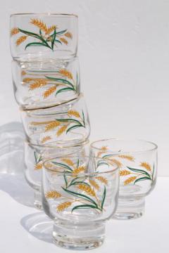 catalog photo of Viking harvest gold wheat glasses, golden wheat glassware blue band dishes go-along