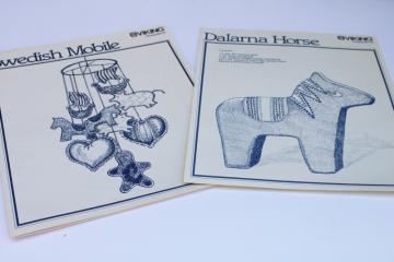 catalog photo of Viking sewing patterns Swedish mobile ornaments & Dala horse, 1980s or 90s vintage 