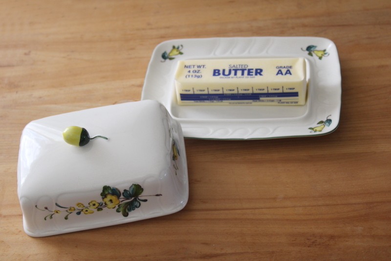 photo of Villeroy & Boch Jamaica pattern covered butter dish, plate w/ dome lid 1980s vintage #6