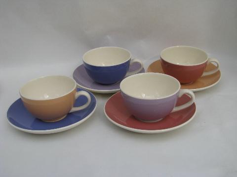 photo of Villeroy & Boch pastel colors china plates, cups/saucers, mod shape #3