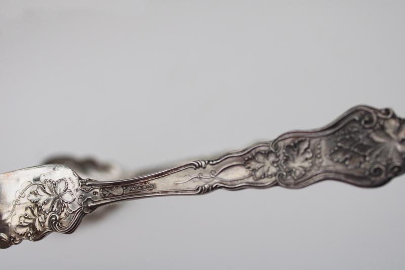 photo of Vineyard grapes ornate antique silver plate berry spoon & butter knife 1906 patent Oneida #2