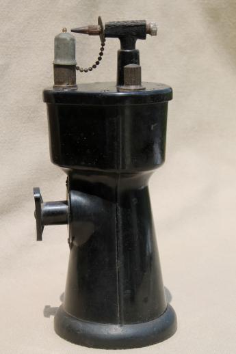 photo of Vintage 1930s Hanau dental blowtorch, black bakelite dentist tool w/ US patent 1755216 #1