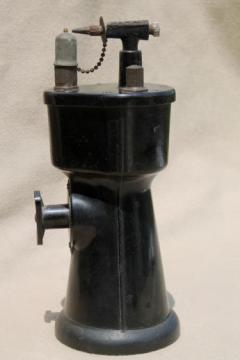 catalog photo of Vintage 1930s Hanau dental blowtorch, black bakelite dentist tool w/ US patent 1755216