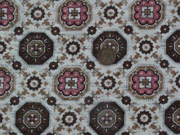 catalog photo of Vintage 1950's brown/pink print cotton