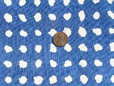 photo of Vintage 36" wide cotton fabric, blue / white spots #1