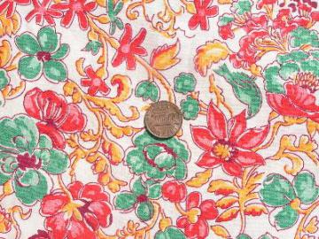 catalog photo of Vintage 40's cotton fabric, gold/green/red floral