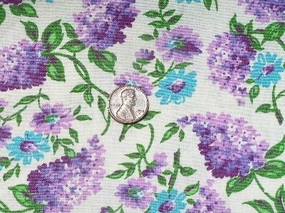 photo of Vintage 40's cotton fabric, lilacs print #1