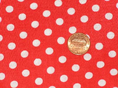 photo of Vintage 50's cotton print fabric, red/white dots #1