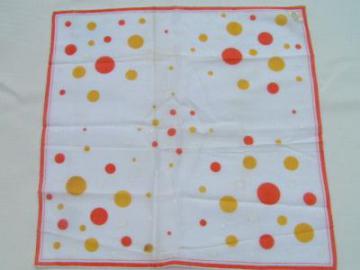 catalog photo of Vintage 50's print hankie, mod dots, original label