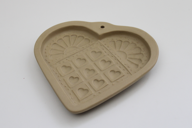 photo of Vintage Brown Bag cookie mold, quilt heart shape for shortbread or paper craft mold #1