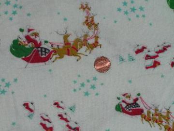 catalog photo of Vintage Christmas print cotton flannel fabric, Santa!