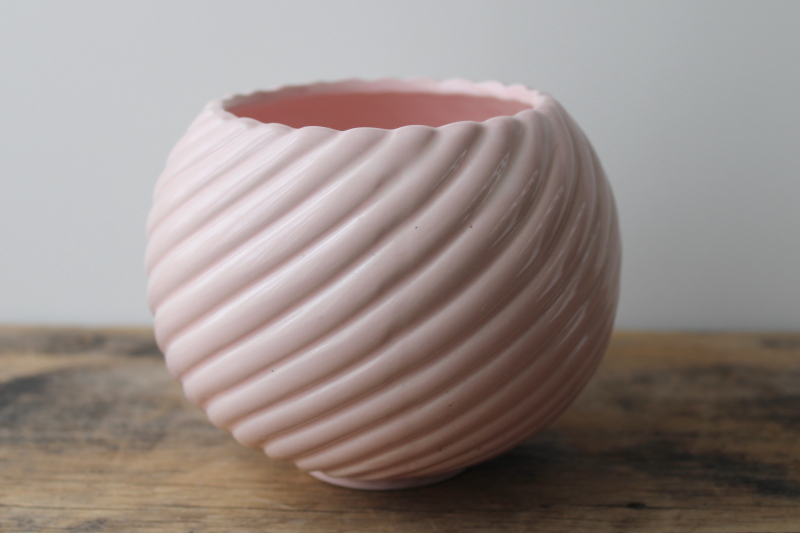 photo of Vintage Inarco Japan ceramic planter pot, pale shell pink color #1