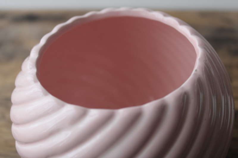 photo of Vintage Inarco Japan ceramic planter pot, pale shell pink color #4