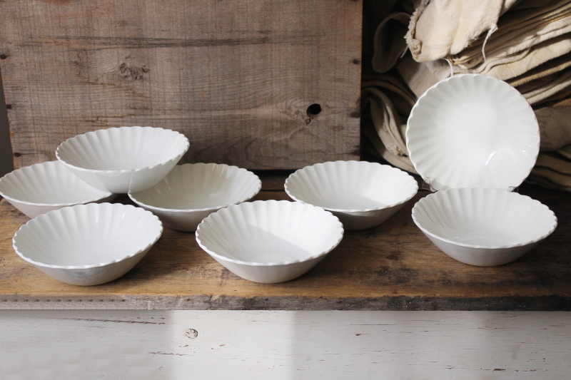 photo of Vintage J&G Meakin Classic White ironstone china fluted bowls cereal bowl set #1