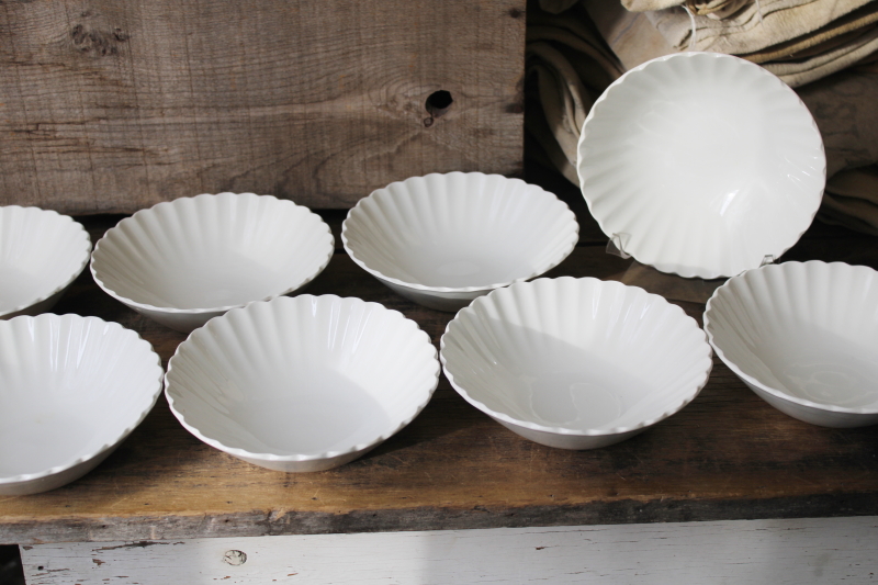 photo of Vintage J&G Meakin Classic White ironstone china fluted bowls cereal bowl set #2