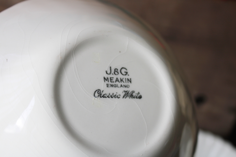 photo of Vintage J&G Meakin Classic White ironstone china fluted bowls cereal bowl set #4