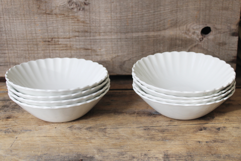 photo of Vintage J&G Meakin Classic White ironstone china fluted bowls cereal bowl set #6