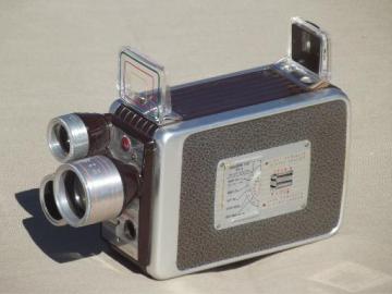 catalog photo of Vintage Kodak Brownie 8mm movie camera with 3 lens turret