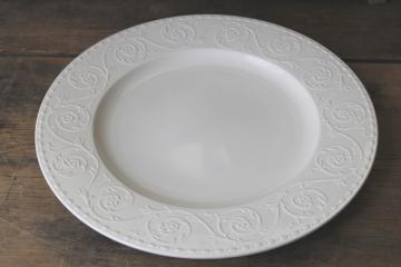 catalog photo of Vintage Mikasa Plaza Lane embossed border all white serving cake or chop plate